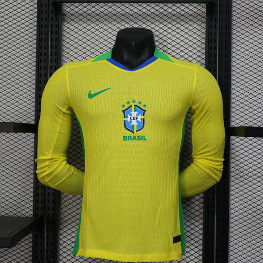Player Version Brazil Jersey 25/26 Home Long Sleeves Football Kit Soccer Jersey