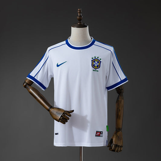 Brazil Away Jersey 1998 White Retro Football Kit Soccer Shirt