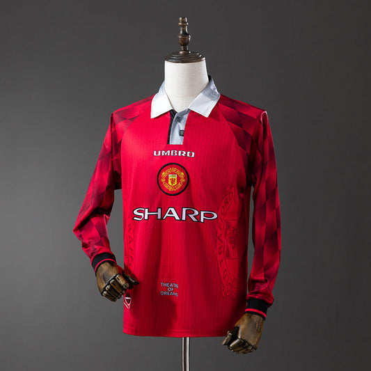 Manchester United Jersey 1996-98 Home Retro Football Kit Long Sleeves