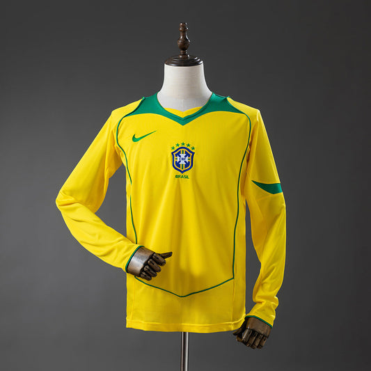 Brazil Jersey 2004 Home Retro Football Kit Long Sleeves