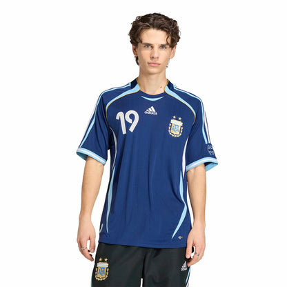 adidas 2006 Argentina Men's Retro Stadium Away Messi #19 Soccer Jersey