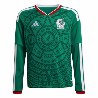 adidas 2026 Mexico Youth Stadium Home Long-Sleeve Soccer Jersey