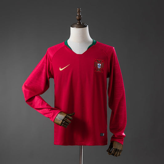Portugal Home Jersey 2018 Long Sleeves Retro Football Kit Soccer Shirt