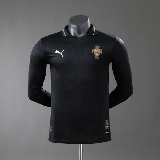Player Version Portugal Black Jersey 2025/26 Home Football Kit Long Sleeves