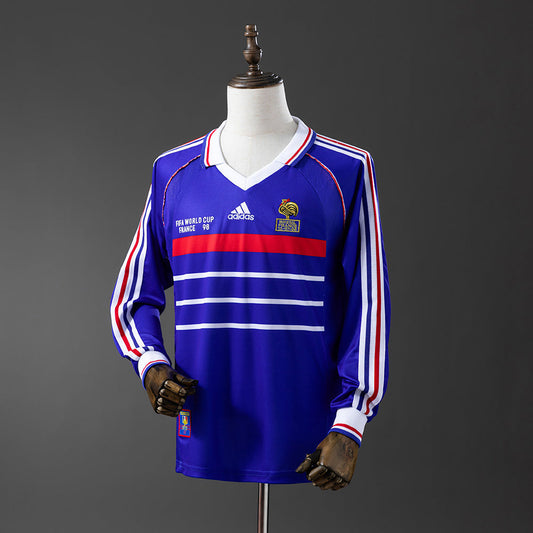 France Jersey 1998 Home Retro Football Kit Long Sleeves