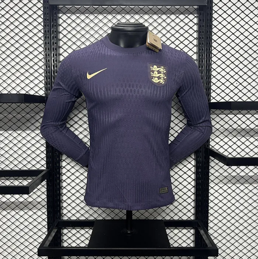 Player England Away Kit 24/25 Euro Cup 2024 Long Sleeves Football Jersey